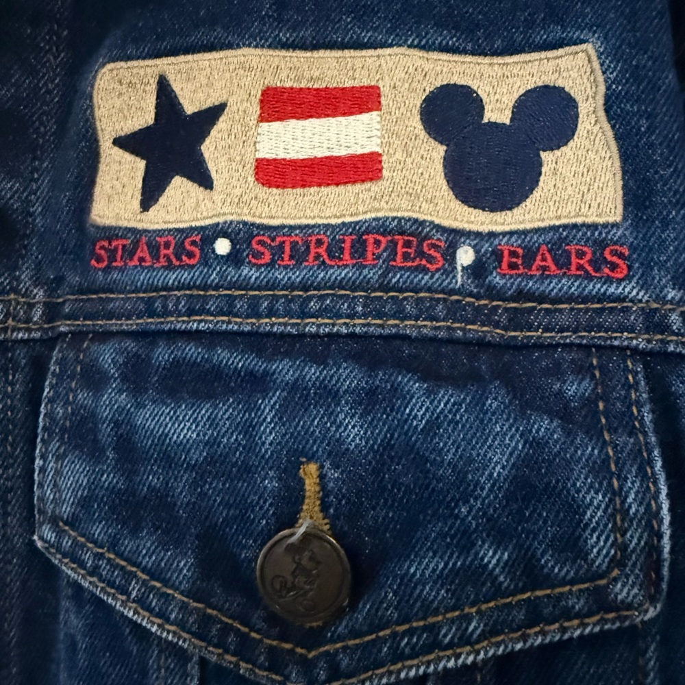 Vintage Disney Mickey Mouse American Flag Oversized Denim Jacket, Size Small. - Picture 4 of 16